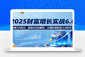 2025财富增长实战6.0,聚焦7大风口,结合6行业案例,小团队轻松年入200万!