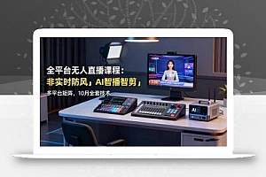 全平台无人直播课程:非实时防风+AI智播智剪+多平台矩阵,10月全套技术