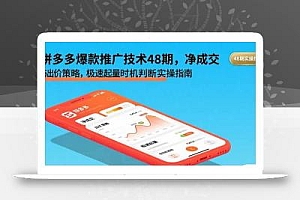 拼多多爆款推广技术48期,净成交与出价策略,极速起量时机判断实操指南