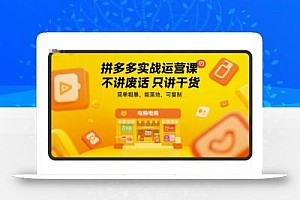 拼多多实战运营课,不讲废话只讲干货,简单粗暴,能落地,可复制