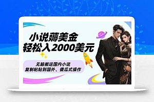 小说薅美金月轻松入2000美元项目、无脑搬运国内小说复制粘贴到国外、傻瓜式操作