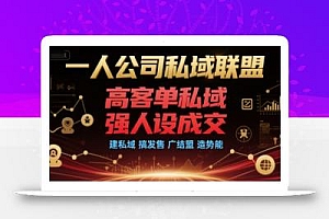一人公司私域联盟,高客单私域,强人设成交,建私域 搞发售 广结盟 造势能