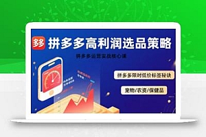 拼多多选品暴利技术实战课,拼多多高利润选品策略,拼多多限时低价标签秘诀