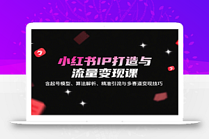 小红书IP打造与流量变现课:含起号模型、算法解析、精准引流与多赛道变现技巧
