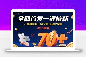 全网首发一键拉新项目,不需要回传,接个验证码就完事,稳定靠谱,一小时收益70+【揭秘】