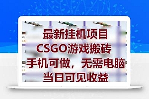 最新挂G项目,CSGO游戏搬砖,手机可做,无需电脑,当日见收益【揭秘】