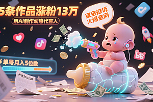 用AI制作幼崽代言人,宝宝的控诉火爆全网,15条作品涨粉13万,单号月入5位数实操教程