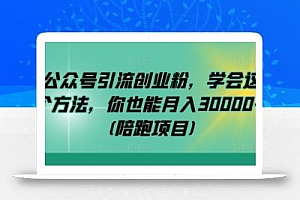 公众号引流创业粉,学会这个方法,你也能月入30000+ (陪跑项目)