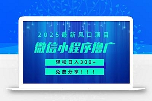 微信小程序撸广,最新风口项目,日入300+ 免费分享 可批量操作 小白可轻松上手!!