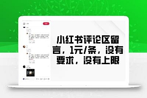 小红书评论区留言,1元条,没有要求,没有上限