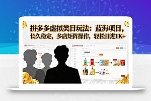 拼多多虚拟类目玩法,蓝海项目,长久稳定,多店矩阵操作,轻松日进1K+