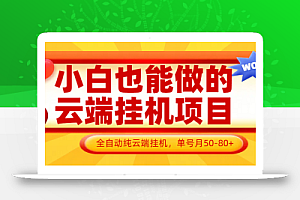 小白也能做的云端挂机项目无需操作,云端挂机,支持批量,单号月50-100,完全解放双手