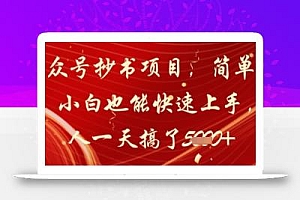 公众号抄书项目,简单粗暴,小白也能快速上手,有人一天搞了1k+