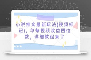 小说推文最新玩法(视频标记),单条视频收益四位数,详细教程来了