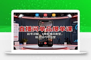 直播间单品爆单课:起号详解,5种直播间类型,投流技巧与运营