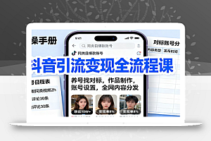 抖音引流变现全流程课:养号找对标,作品制作,账号设置,全网内容分发