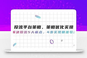 投流平台策略,策略优化实操,解决投流5大痛点,4步实现精准引流