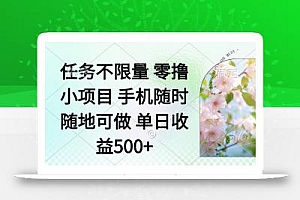 零撸小项目 手机随时可做 任务不限量 单日收益500+