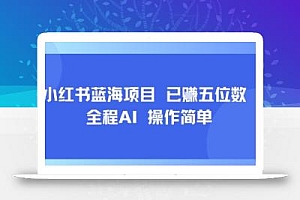 小红书蓝海项目,全程AI,操作简单,已挣五位数