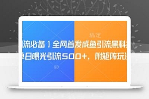 【引流必备】全网首发咸鱼引流黑科技,单日曝光引流500+,附矩阵玩法【揭秘】