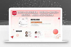 2025小红书无货源课,开店选品+爆款笔记+矩阵运营,单店月入5万+实战效果