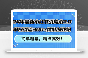 24年最新小红书引流术3.0,单日引流300+精准创业粉,简单粗暴,精准高效!