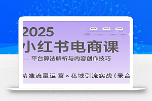 2025小红书电商课:解析算法,创作高转化内容,助力卖家获取流量实现变现(录音)