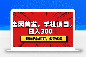 手机项目,日入3张+,复制黏贴即可,可矩阵操作,动手不动脑【揭秘】