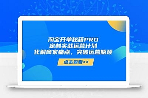 淘宝开单秘籍PRO,定制实战运营计划,化解商家痛点,突破运营瓶颈