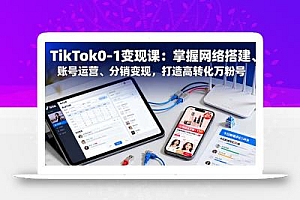 TikTok0-1变现课:掌握网络搭建、账号运营、分销变现,打造高转化万粉号