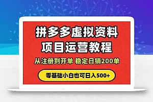 拼多多开店运营课程: 蓝海变现玩法,轻松实现睡后收入 零基础小白也可…