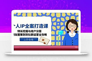 个人IP全案打造课,特长挖掘与用户分层,朋友圈策划到社群运营全攻略