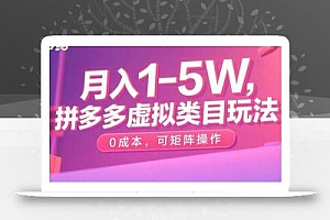 月入1-5W,拼多多虚拟类目玩法,0成本,可矩阵操作
