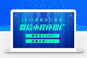 微信小程序撸广,最新风口项目,日入300+ 免费分享 可批量操作 小白可…