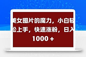 美女图片的魔力,小白轻松上手,快速涨粉,日入几张【揭秘】