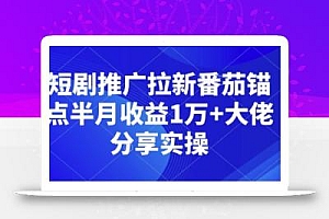 短剧推广拉新番茄锚点半月收益1万+大佬分享实操