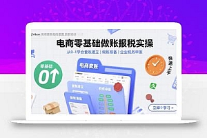 电商零基础做账报税实操快速上手,从0-1学会套账建立,做账准备,企业税务申报