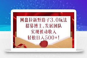 网盘拉新野路子3.0玩法,招募博主,发展团队,实现被动收入,轻松日入500+【揭秘】
