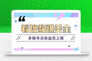 看视频赚美金项目,手机可挂机操作,多账号日收益无上限