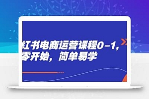 小红书电商运营课程0-1,从零开始,简单易学