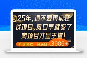 什么?25年你还在疯狂找项目做,醒醒吧,看完这些你全都懂了【揭秘】