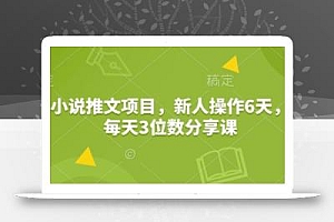 小说推文项目,新人操作6天,每天3位数分享课