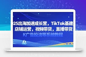 2025出海加速成长营,TikTok基建选品,店铺运营,视频带货,直播带货,TK广告投流等系统教程