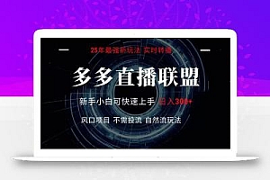 多多直播联盟 全新玩法 单机单日变现300+不要求电脑配置 玩法简单暴力