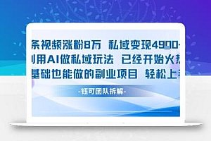 单条视频私域变现4.9k+利用AI做私域玩法 已经开始火热0基础也能做的副业项目轻松上手