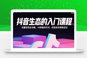 抖音生态的入门课程:流量变现全攻略,16种盈利方式,标签体系精准定位