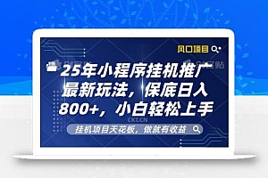2025年小程序挂机推广最新玩法,保底日入800+,小白轻松上手