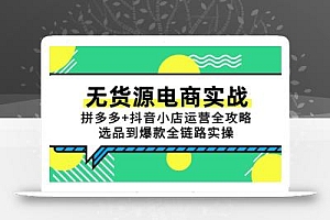 无货源电商实战:拼多多+抖音小店运营全攻略,选品到爆款全链路实操