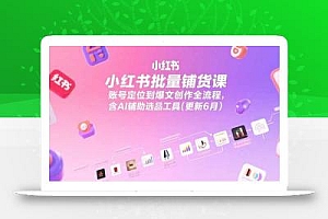 小红书批量铺货课,账号定位到爆文创作全流程,含AI辅助选品工具(更新6月
