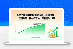 2025拼多多年度爆款运营,基础搭建、流量分配、强付费玩法,月利润5-15万